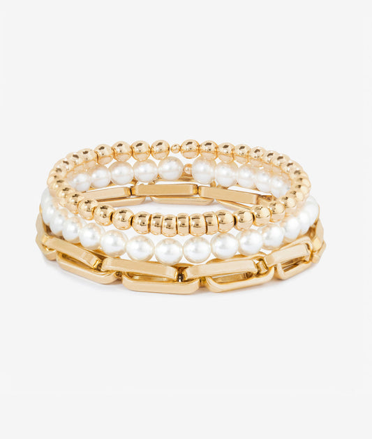 Alexandria Pearl Stretch Gold Bracelet Set