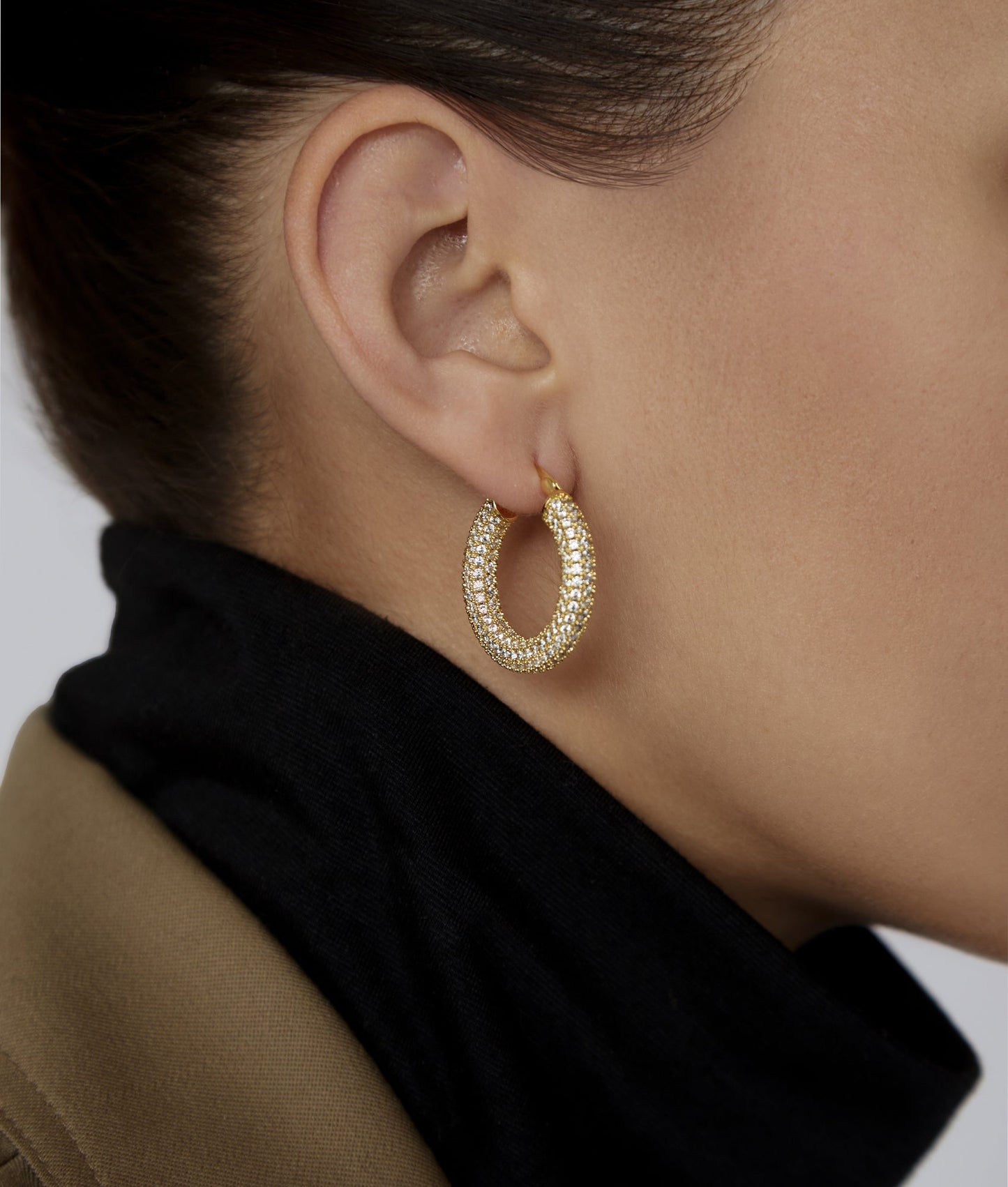 Dominuque Pave Gold Hoop Earrings