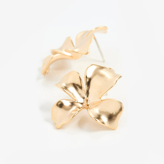 Fiorina Petal Flower Gold Stud Earrings