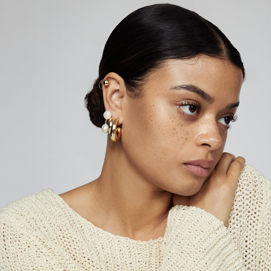 Double Ball Gold Earrings