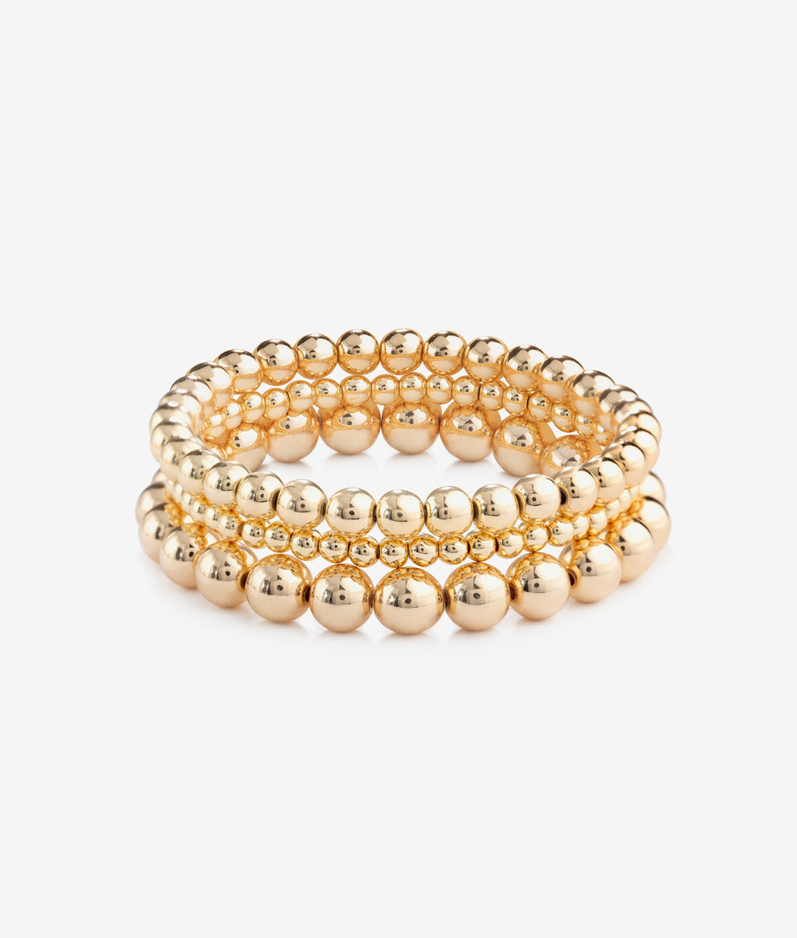 Pema Gold Beaded Stretch Bracelet Set