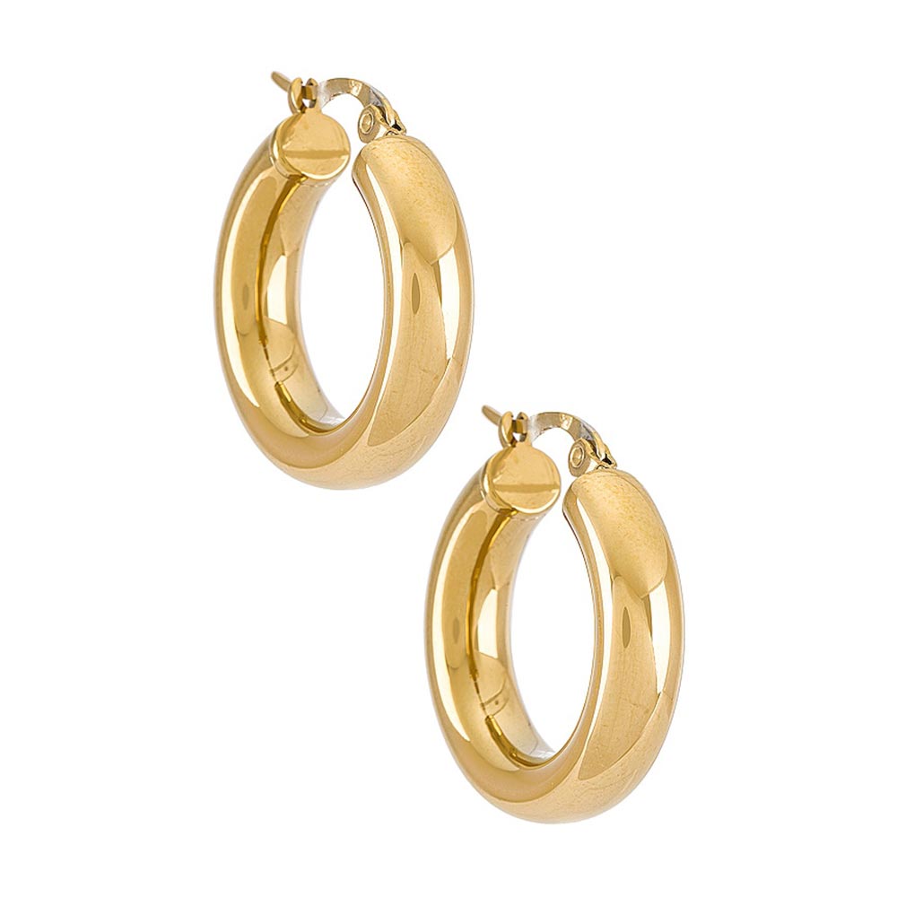 Dominique Thick Hoop Gold Plate Earrings