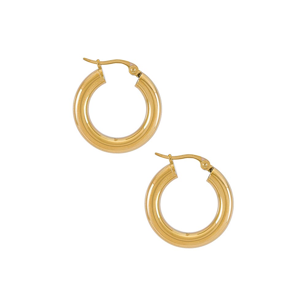 Dominique Thick Hoop Gold Plate Earrings