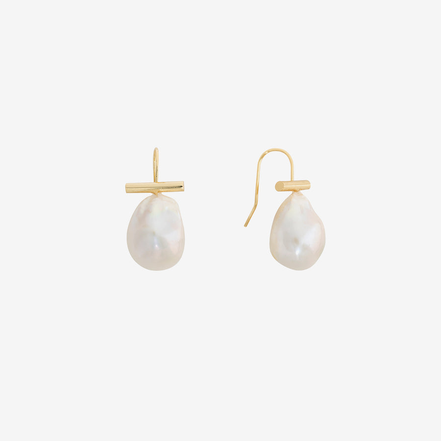 Giselle Pearl Gold Teardrop Stud Earrings