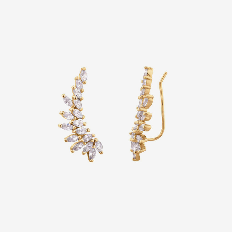 Isabella Ear Climber Leaf-Shaped Earrings