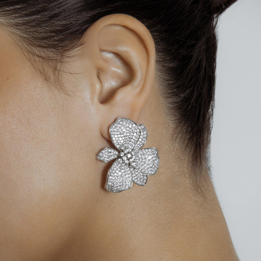 Eden Floral Crystal Pave Statement Earrings