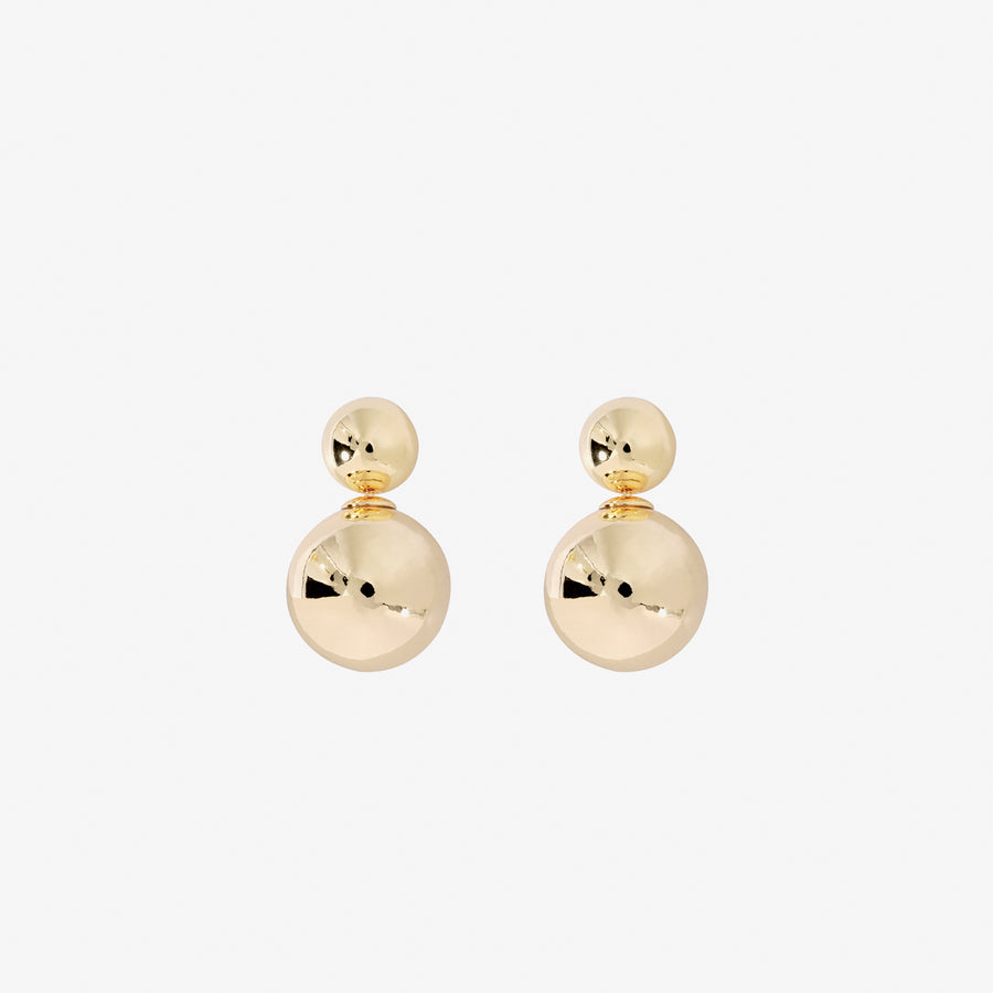 Double Ball Gold Earrings