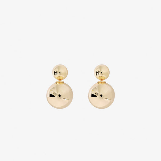 Double Ball Gold Earrings