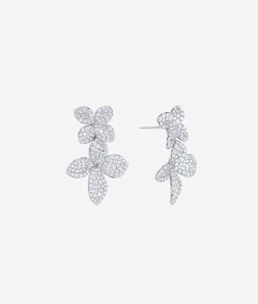 Pavé Flower Drop Earrings