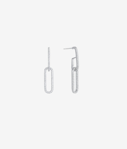 Staple Pave Silver Earring