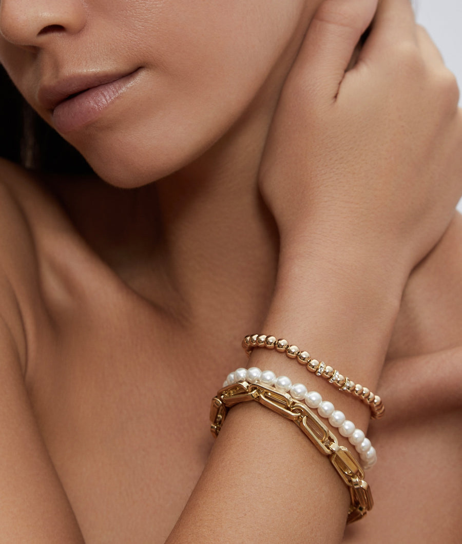 Alexandria Pearl Stretch Gold Bracelet Set