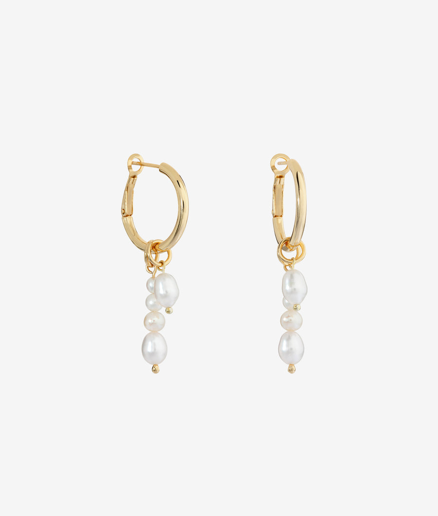 Zoe Pearl Gold Hoop Earring