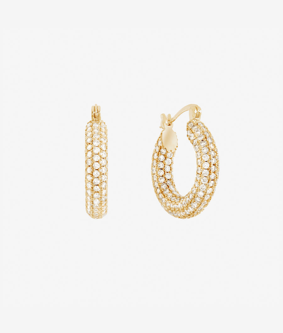 Dominuque Pave Gold Hoop Earrings