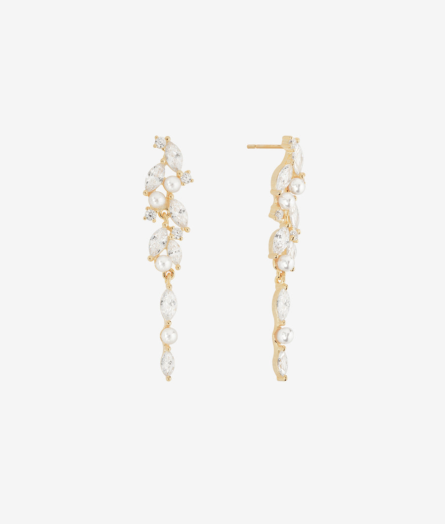 Marquise Pearl Drop Vermeil Silver Earring