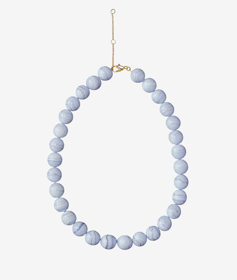 Blue Lace Agate Natural Gemstone Necklace