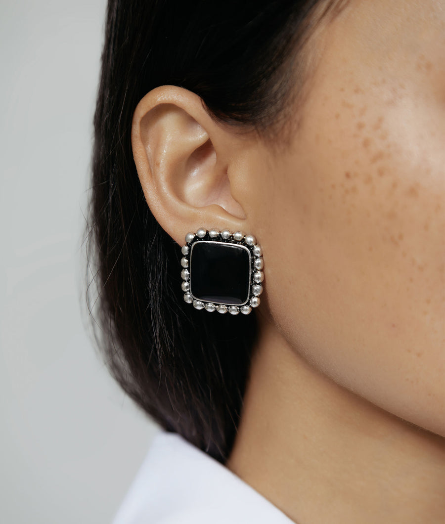 Kylie Vintage Black Accent Stud Earrings