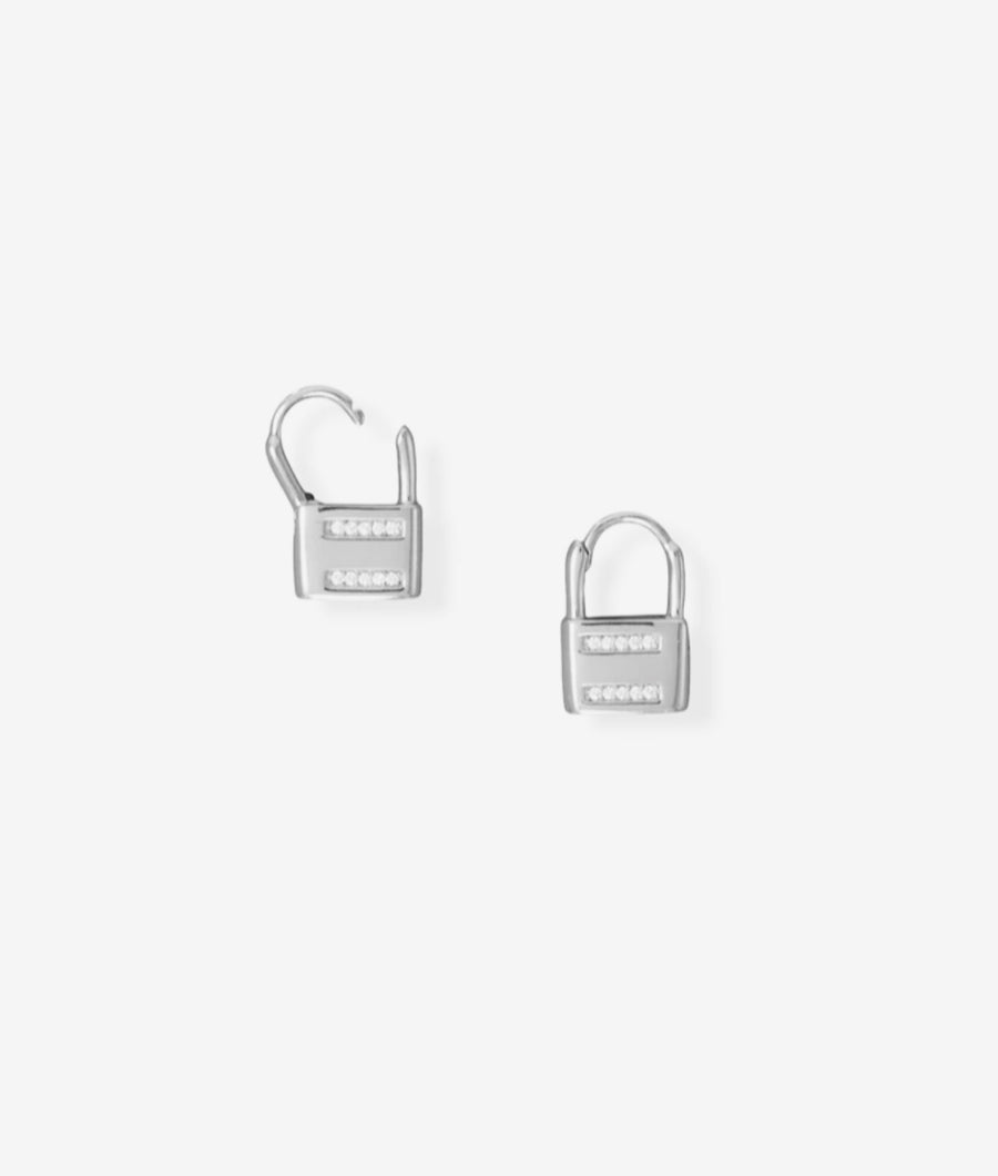 Le Cadenas Padlock Silver Huggie Earring