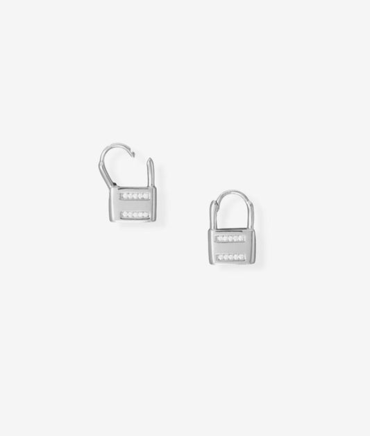 Le Cadenas Padlock Silver Huggie Earring