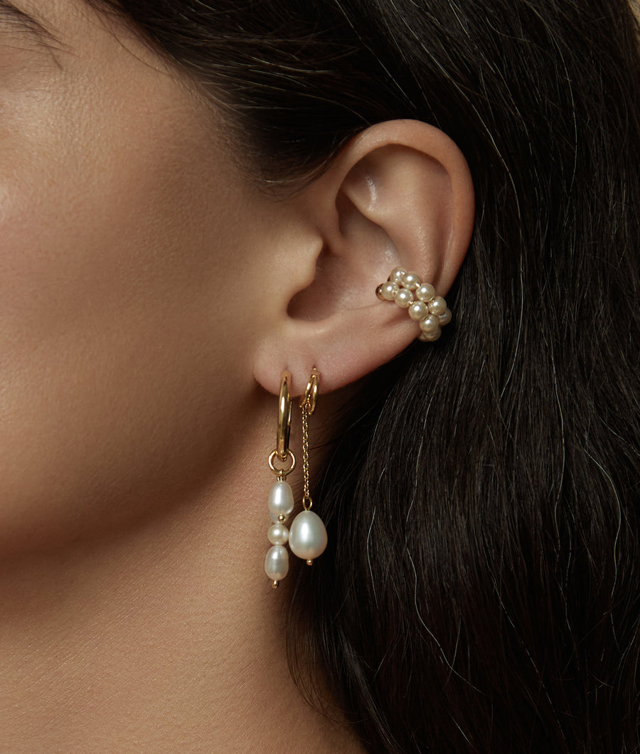 Zoe Pearl Gold Hoop Earring