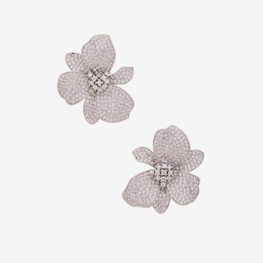 Eden Floral Crystal Pave Statement Earrings