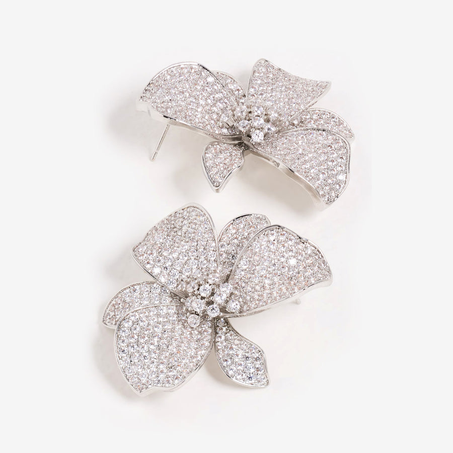 Eden Floral Crystal Pave Statement Earrings