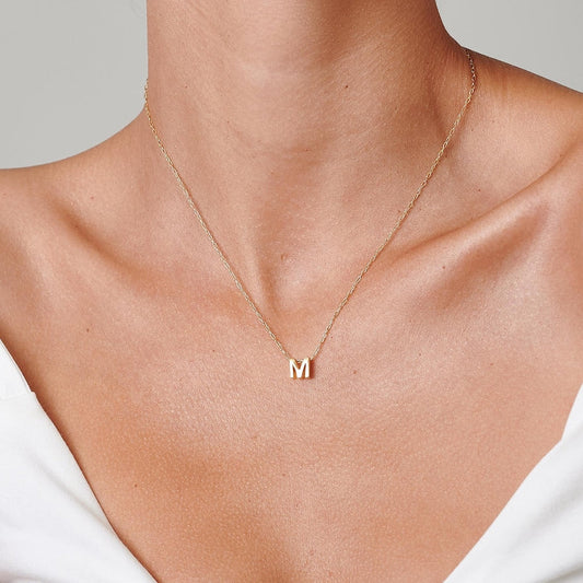 14K Gold Initial Letter Necklace