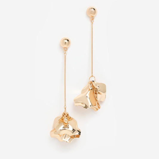 Petunia Flower Petal Gold Stud Earrings