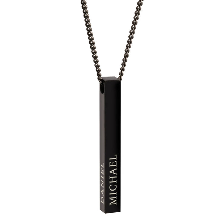 Black 3D Custom Bar Name Necklace For Men