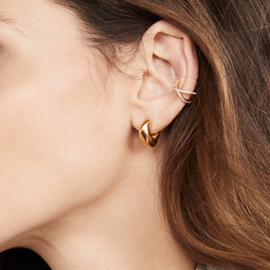 Stacey Pave Ear Cuff Gold Earrings