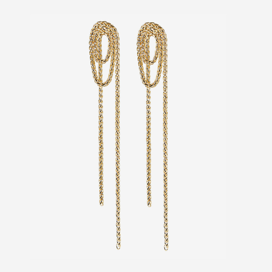 Vroom Chain Gold Tassel Drop Earrings